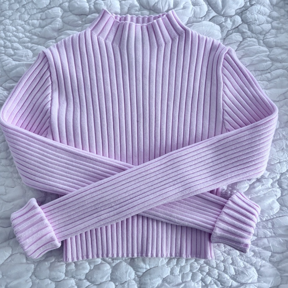 Cropped Ribbed turtle neck sweater